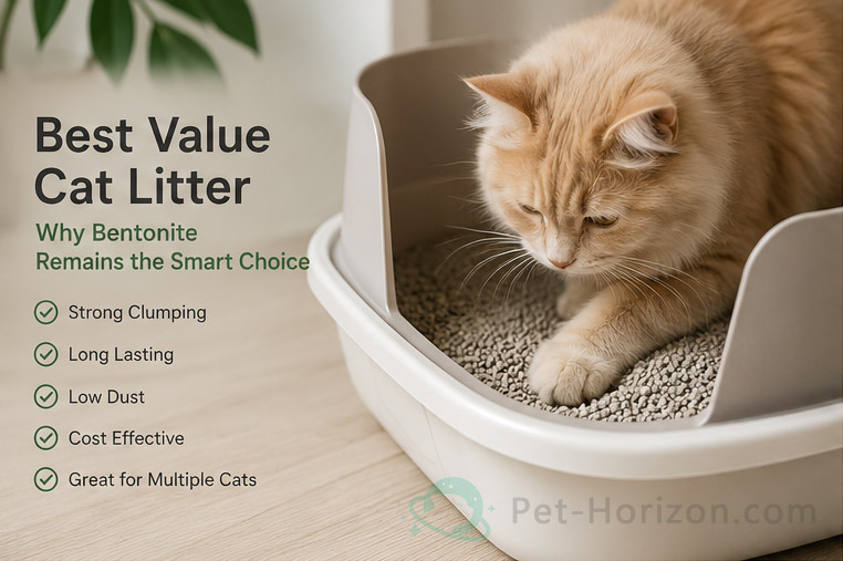 Cat using bentonite cat litter in a litter box with strong clumping and long lasting performance