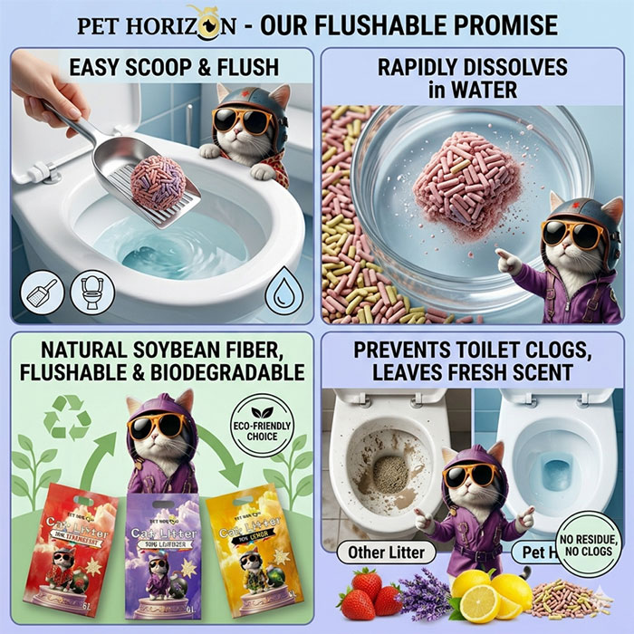 flushable cat litter dissolving quickly in water