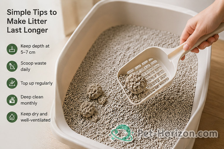 Scooping bentonite cat litter with maintenance tips for longer lasting use