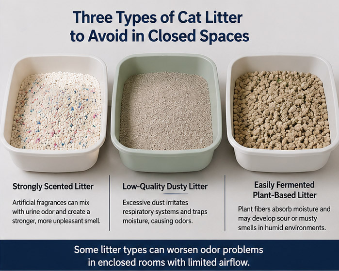 Comparison of dusty scented and damp cat litter types