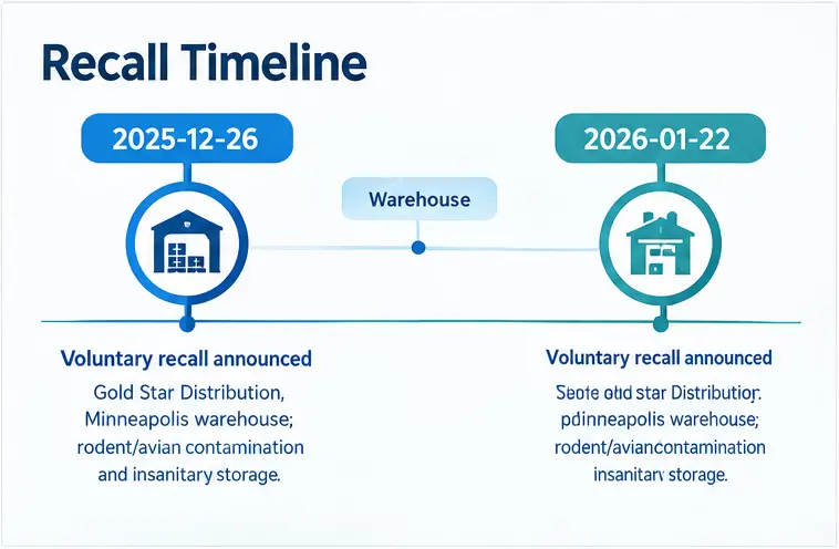 Gold Star cat litter recall timeline from December 2025 to January 2026