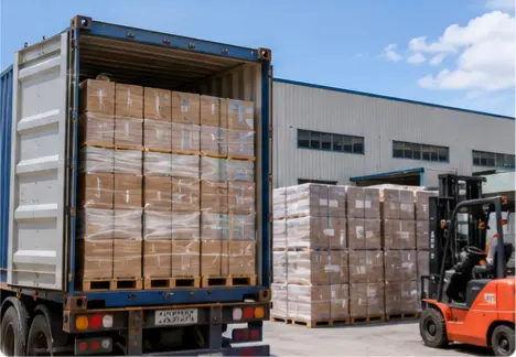Cat litter cartons loaded for export from a China factory