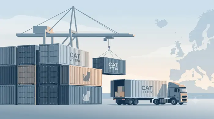 Container shipment of cat litter destined for European ports