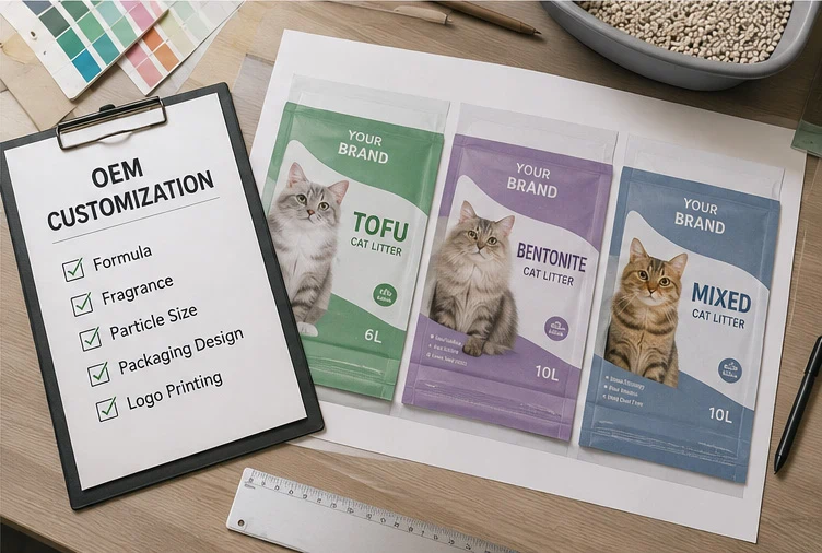 Factors affecting private label cat litter MOQ including packaging and formula customization