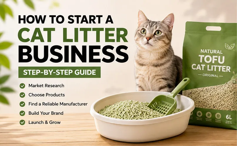 How to start a cat litter business from scratch with cat litter products, branding, and manufacturing process overview