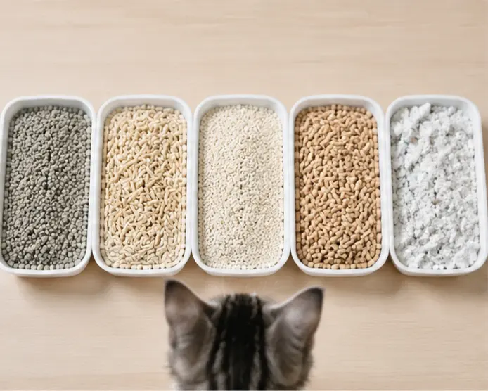Comparison of kitten-safe cat litter formats in small trays