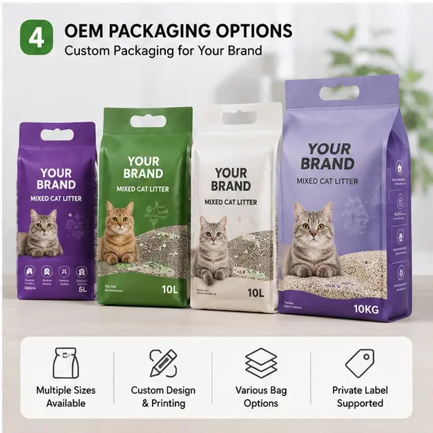 Custom private label packaging for mixed cat litter