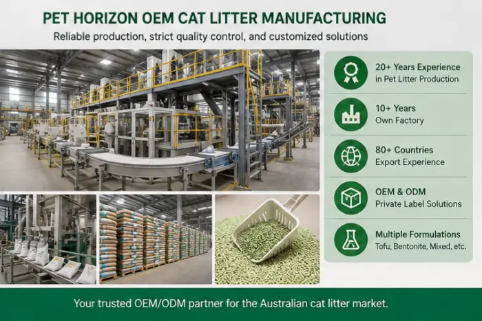 Pet Horizon OEM cat litter manufacturing for the Australian market
