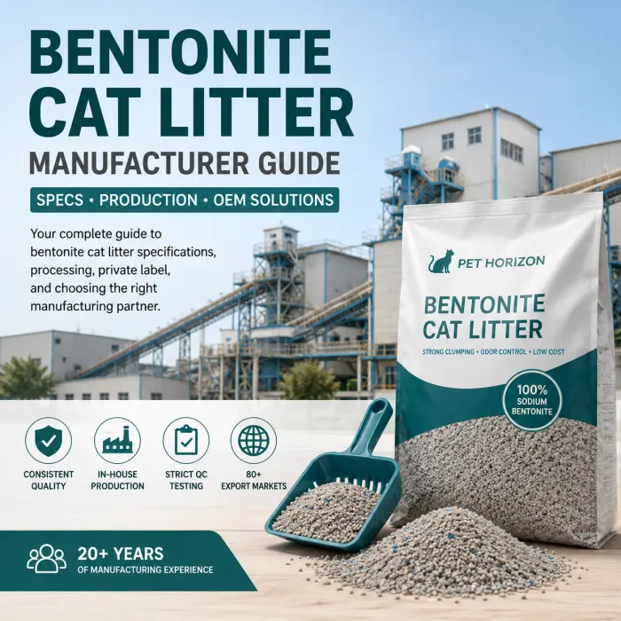 Bentonite cat litter manufacturer with OEM production facility and clumping cat litter packaging