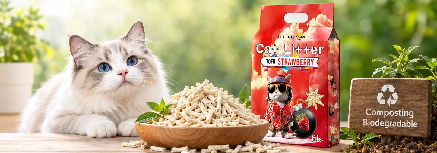 Biodegradable tofu cat litter for composting and disposal