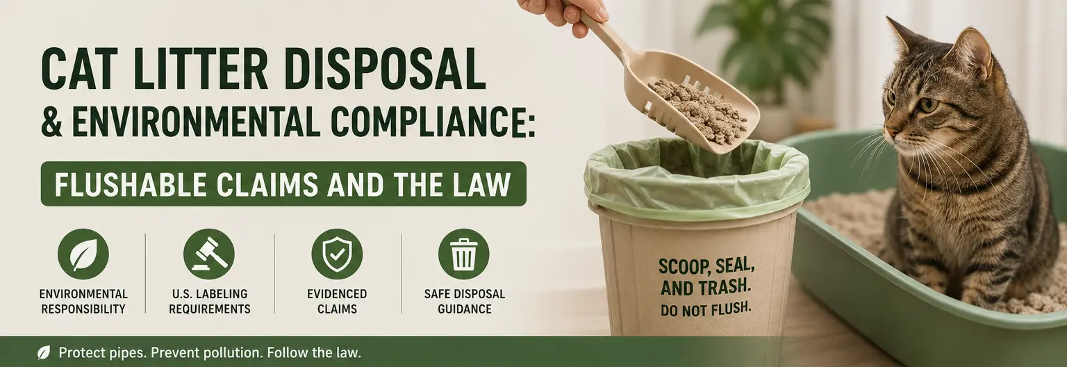Cat litter disposal and environmental compliance with flushable claims and safe disposal guidance