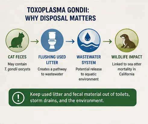 Toxoplasma gondii risk from flushing used cat litter into wastewater and the aquatic environment