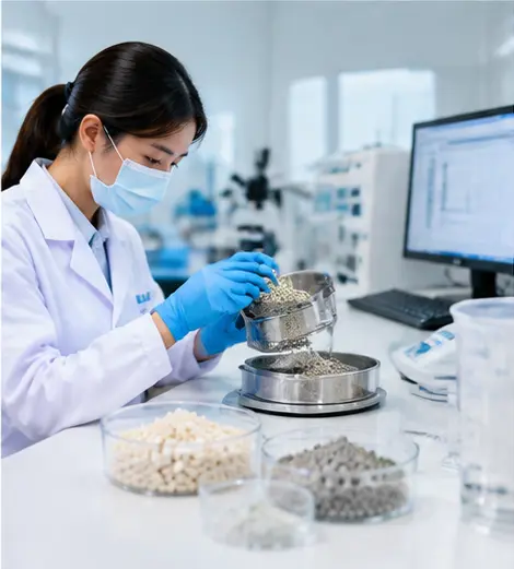 Importer inspecting cat litter factory production line during audit