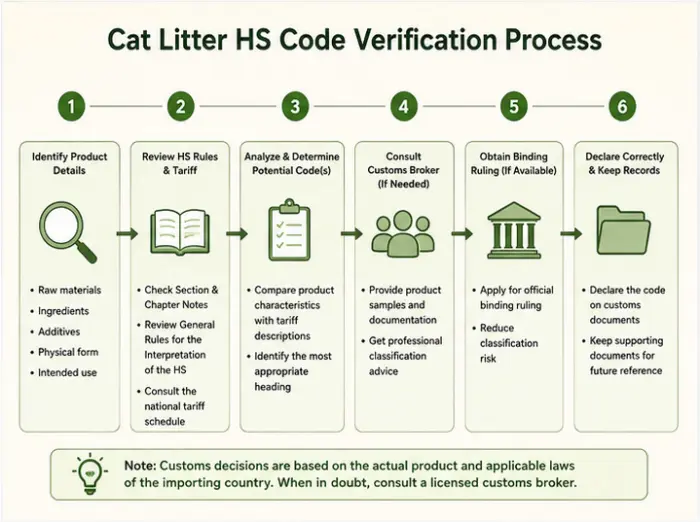 Step-by-step process to verify the correct HS code before shipping cat litter