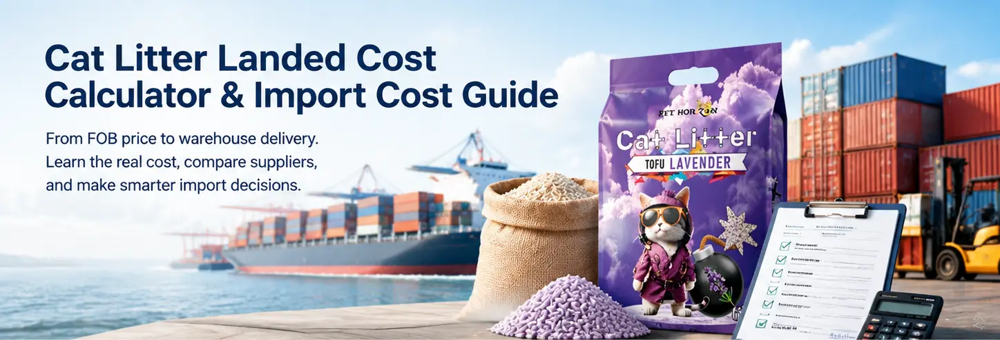 Cat litter landed cost calculator from FOB price to warehouse delivery