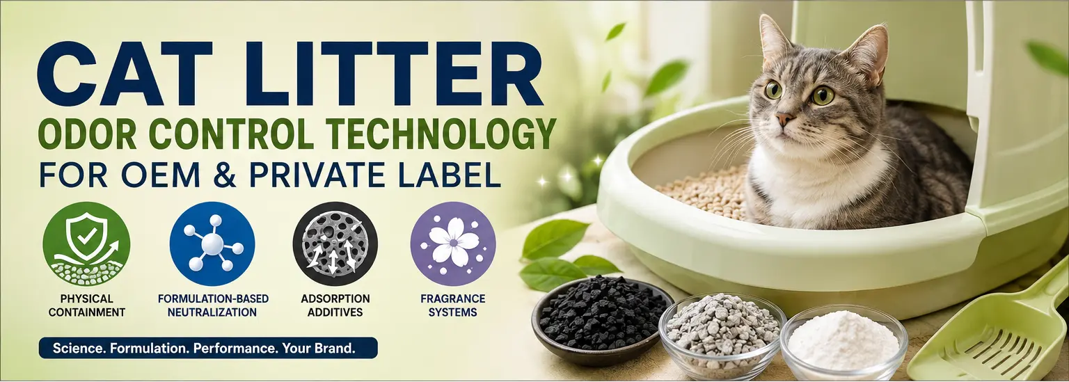Cat litter odor control technology for OEM and private-label formulations