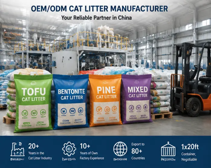 Cat litter OEM manufacturer supplying private label products to Brazil