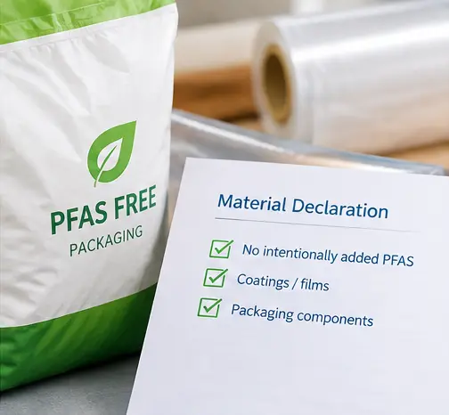 Test report Cat litter packaging with material declaration for intentionally added PFAS