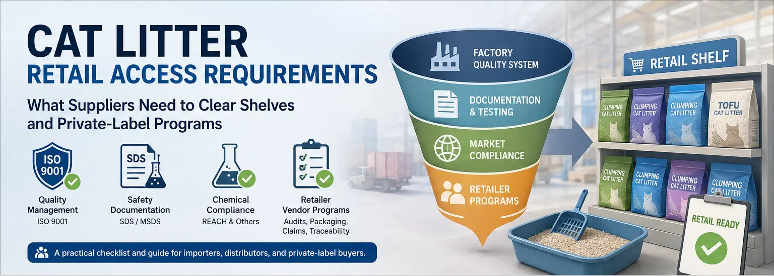 Cat litter retail access requirements for suppliers and private-label buyers