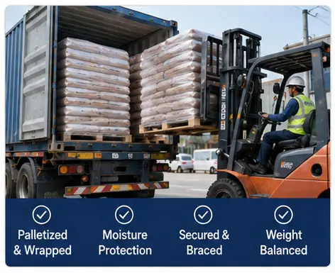 Proper palletization and container loading for international cat litter shipping