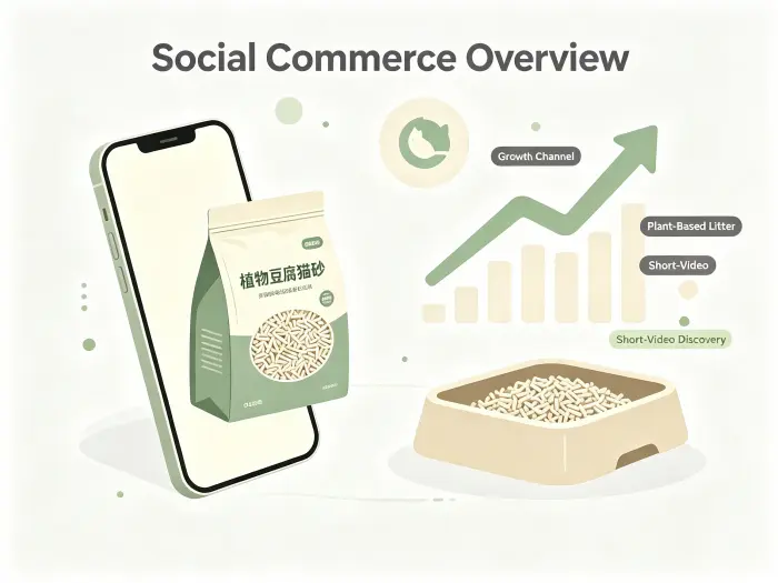 Overview of cat litter social commerce and TikTok channel growth