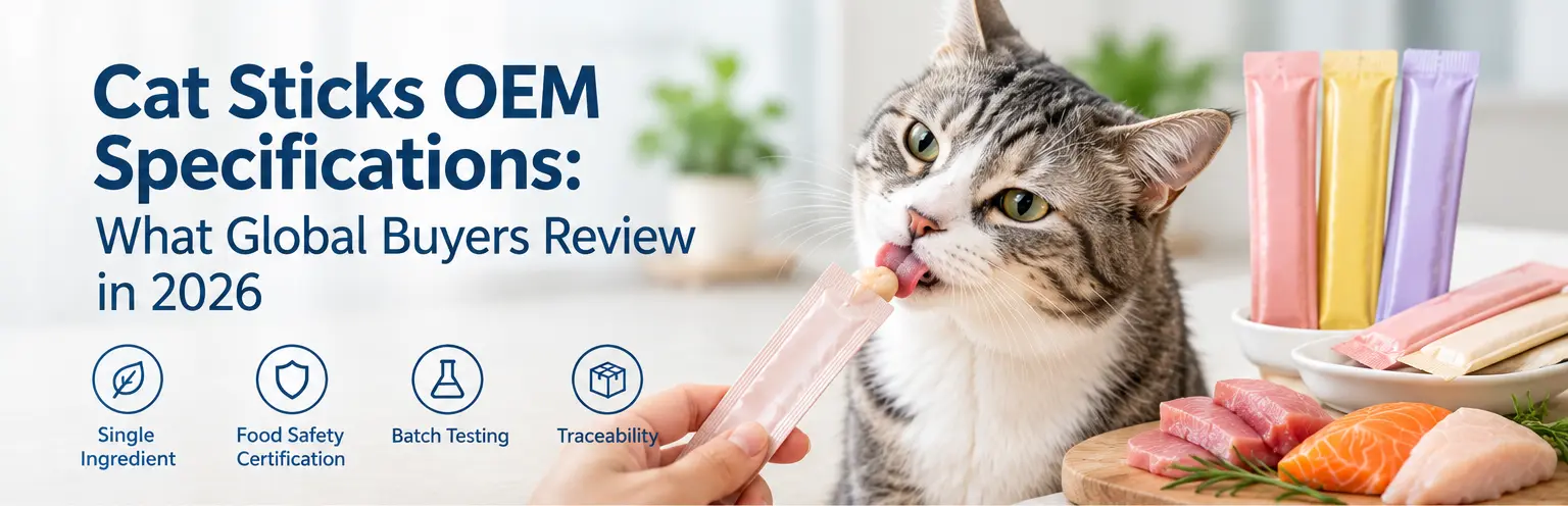 Cat sticks and fish fillets for OEM private-label cat treat production