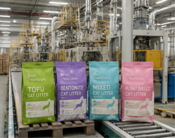 China cat litter OEM manufacturer producing bentonite and tofu litter for Turkey market