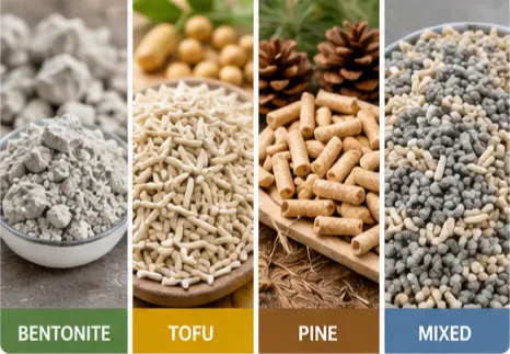 Bentonite, tofu, pine, and mixed cat litter raw materials in China