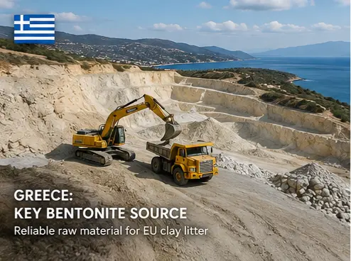 Greece bentonite mining as a key EU cat litter raw material source