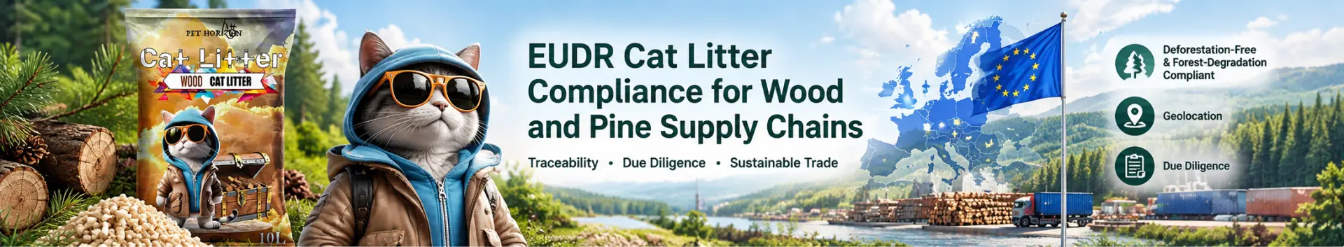 EUDR compliance for wood and pine cat litter supply chains