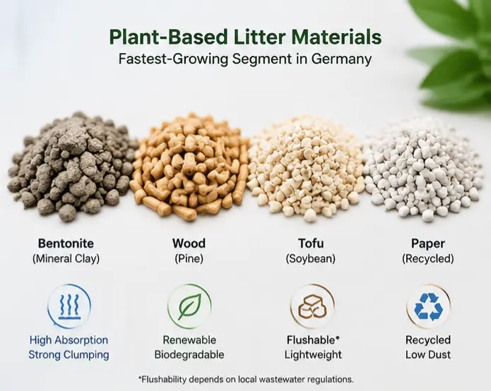 Plant-based cat litter materials growing in the German market