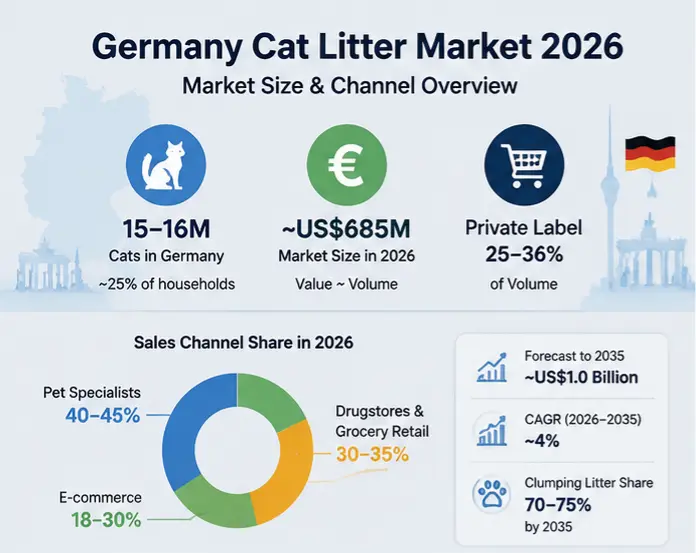 Germany cat litter market size and channel overview