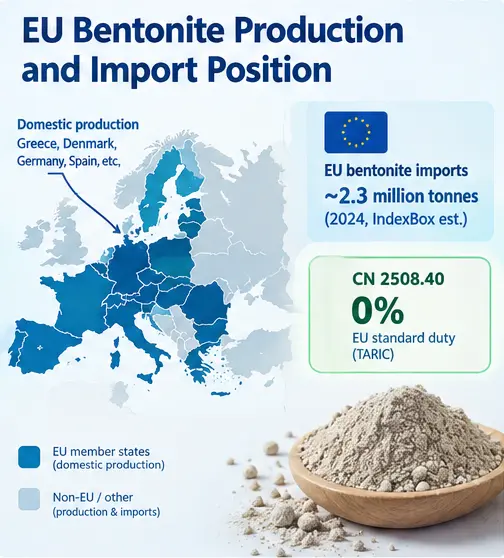 EU bentonite production and import position for cat litter sourcing