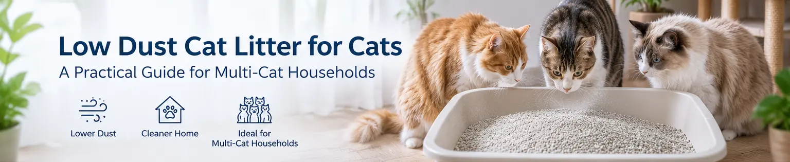 Low dust cat litter setup for a multi-cat household