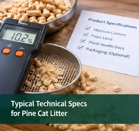 Pine cat litter moisture testing and fines specifications
