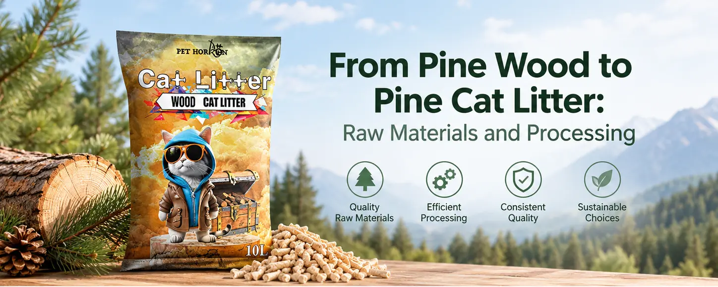 Pet Horizon wood cat litter bag with pine wood pellets