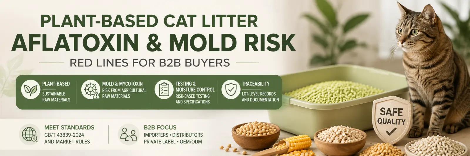 Plant-based cat litter aflatoxin and mold risk for B2B buyers