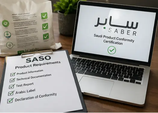 SABER compliance and Arabic labeling requirements for cat litter imports into Saudi Arabia