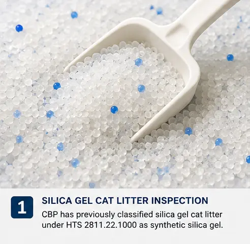 Silica gel cat litter crystals for U.S. import inspection