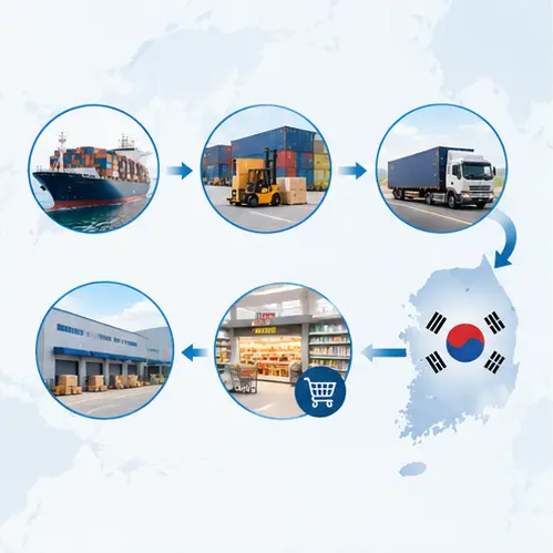 Cat litter shipping and distribution flow from port to warehouse and retail