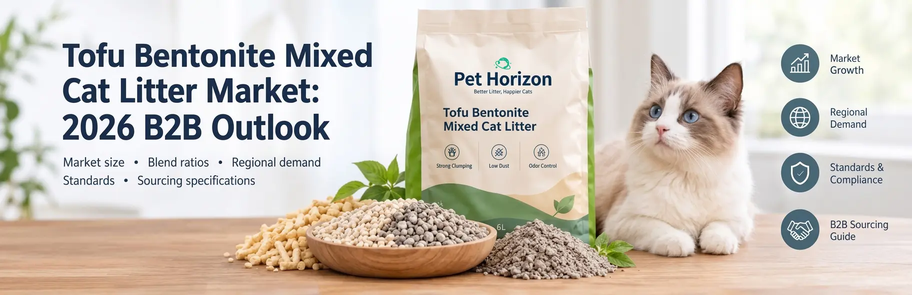 Tofu bentonite mixed cat litter market 2026 for B2B buyers