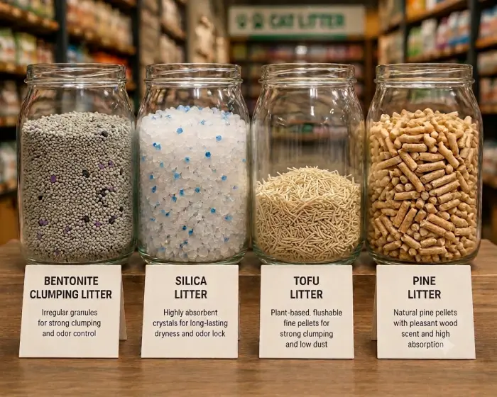 Bentonite, tofu, silica, and pine cat litter product types in Turkey market