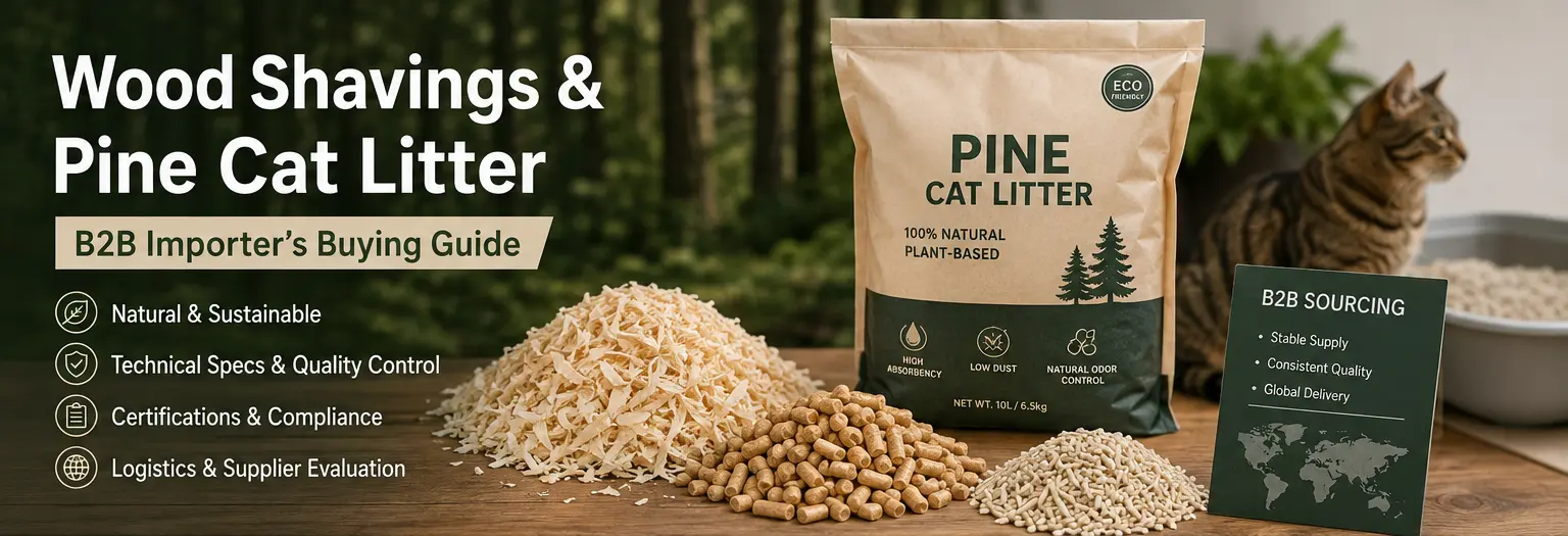 B2B sourcing guide for wood shavings and pine cat litter imports